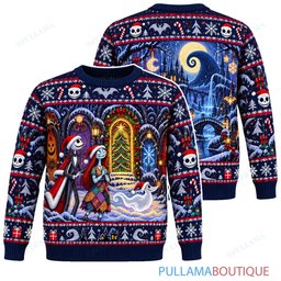Jack Skellington Seven Holiday Doors Forest ugly christmas sweater