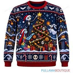 Jack Skellington Halloween Town Christmas Tree ugly christmas sweater