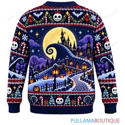 Jack Skellington Skeleton Sleigh Ride ugly christmas sweater