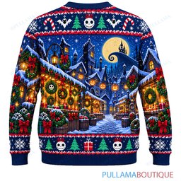 Jack Skellington Jack Sally Wreath Market ugly christmas sweater