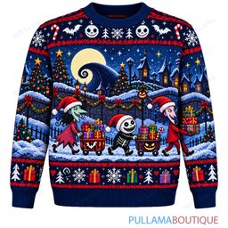Jack Skellington Trick Or Treaters Gift Delivery ugly christmas sweater