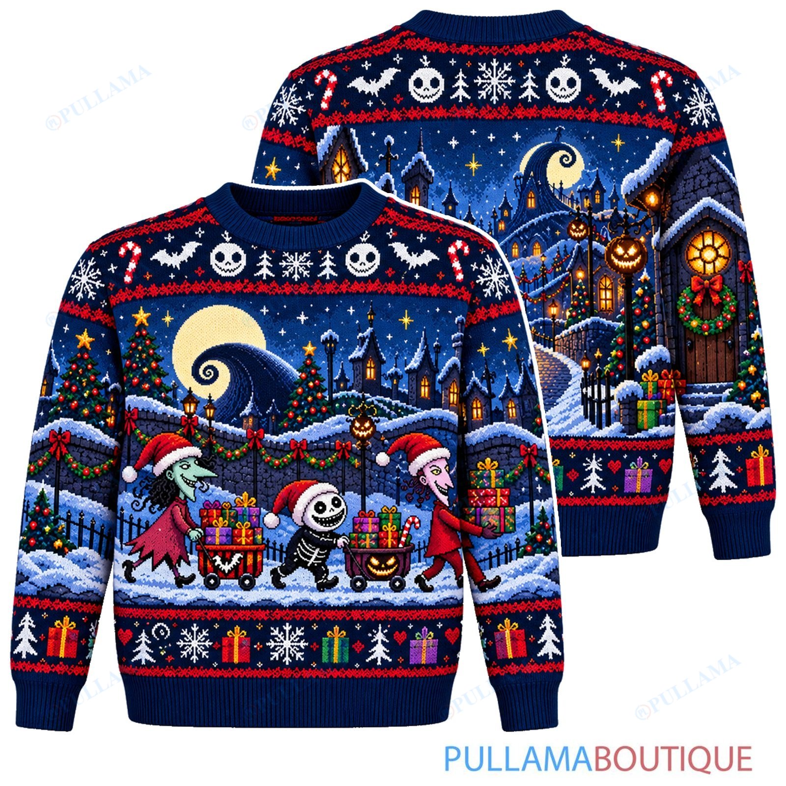Jack Skellington Trick Or Treaters Gift Delivery ugly christmas sweater
