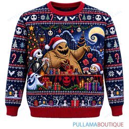 Jack Skellington Oogie Boogie Holiday Game Room ugly christmas sweater