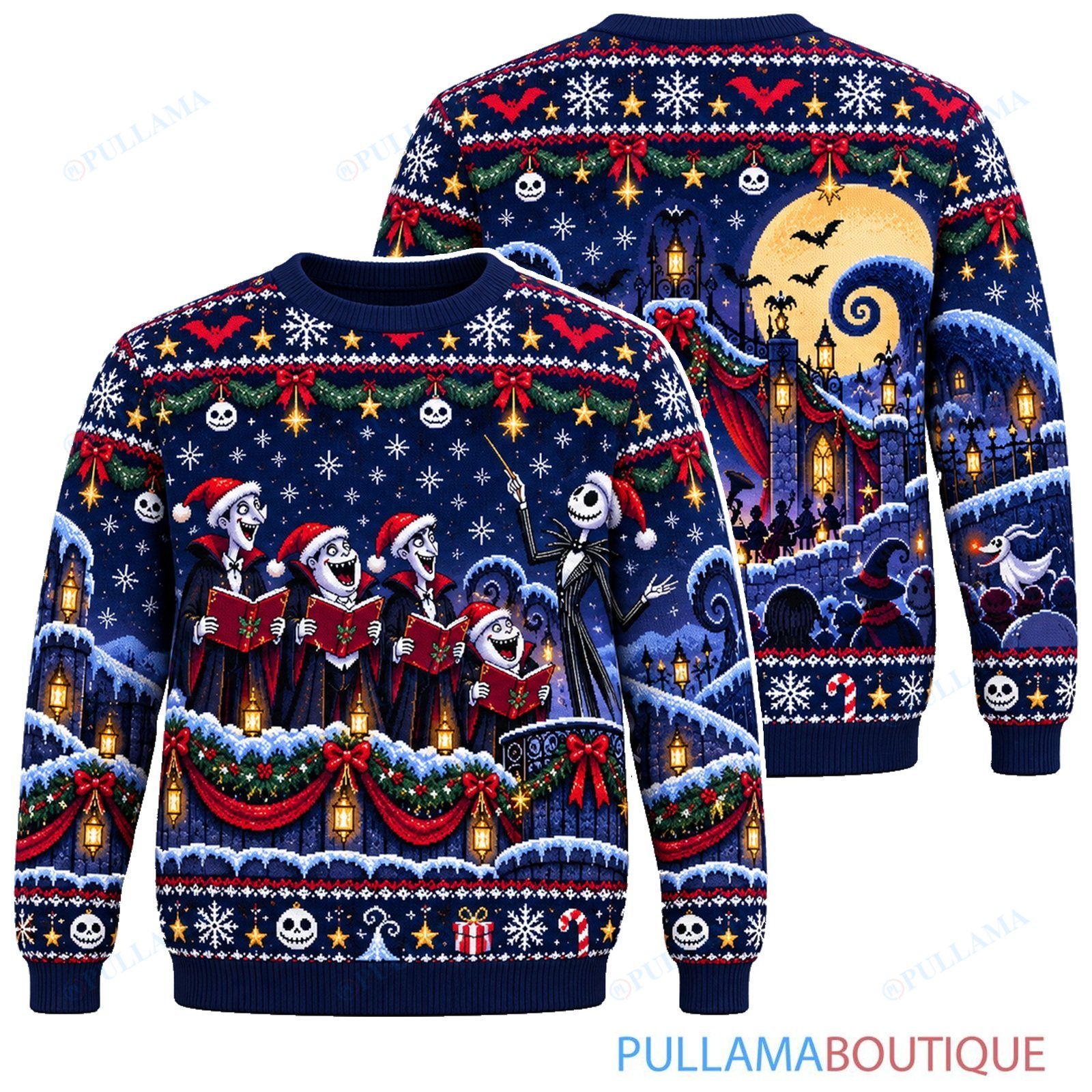 Jack Skellington Vampire Brothers Carol Choir ugly christmas sweater
