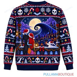 Jack Skellington Jack Sally Lantern Walk ugly christmas sweater