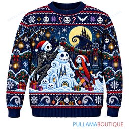 Jack Skellington Jack Snow King ugly christmas sweater