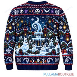 Jack Skellington Jack Snow King ugly christmas sweater