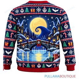 Jack Skellington Jack Sally Ice Skating ugly christmas sweater