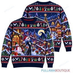 Jack Skellington Christmas Town Discovery ugly christmas sweater