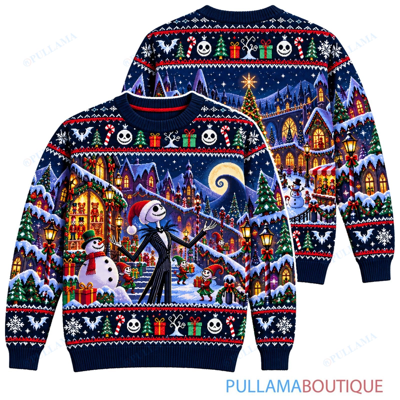 Jack Skellington Christmas Town Discovery ugly christmas sweater