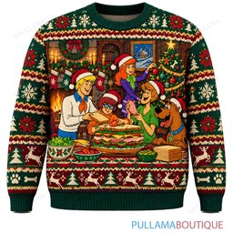 Scooby Doo Cozy Fireplace Snack Night ugly christmas sweater