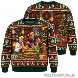 Scooby Doo Cozy Fireplace Snack Night ugly christmas sweater
