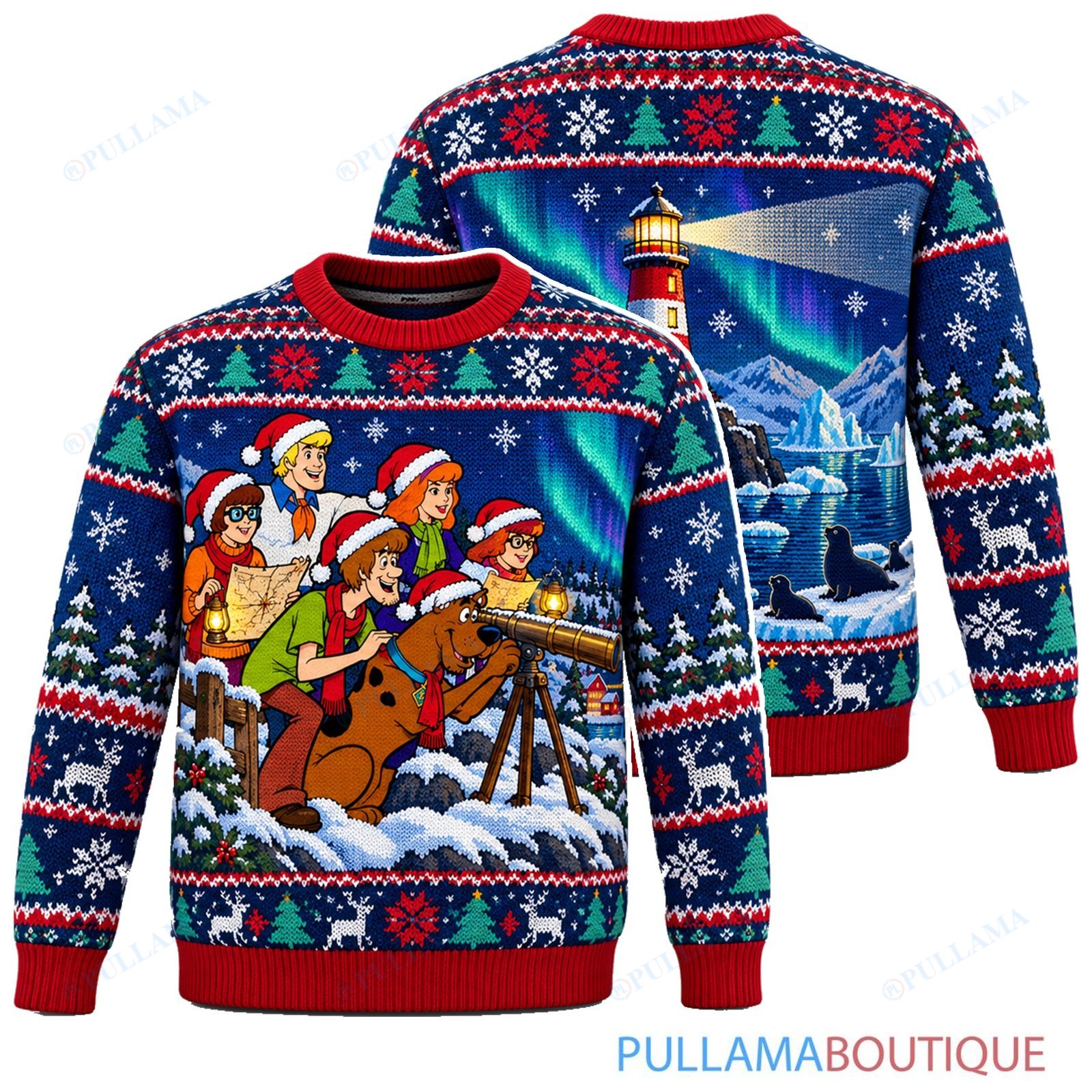 Scooby Doo Arctic Lighthouse Mystery ugly christmas sweater
