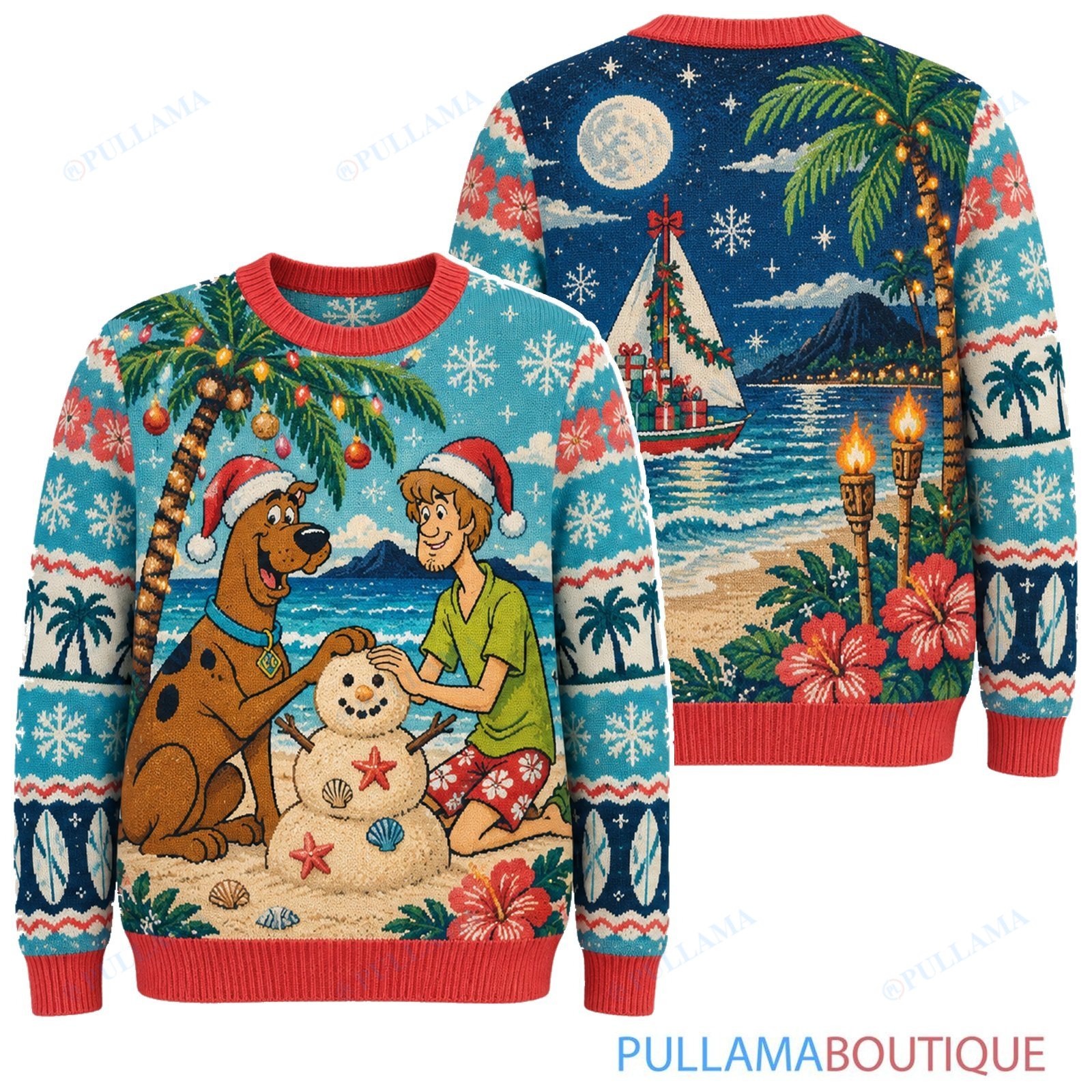 Scooby Doo Tropical Beach Christmas ugly christmas sweater