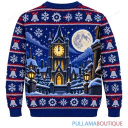 Scooby Doo Frozen Clocktower Midnight ugly christmas sweater