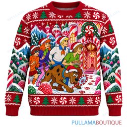 Scooby Doo Candy Cane Castle Mystery ugly christmas sweater