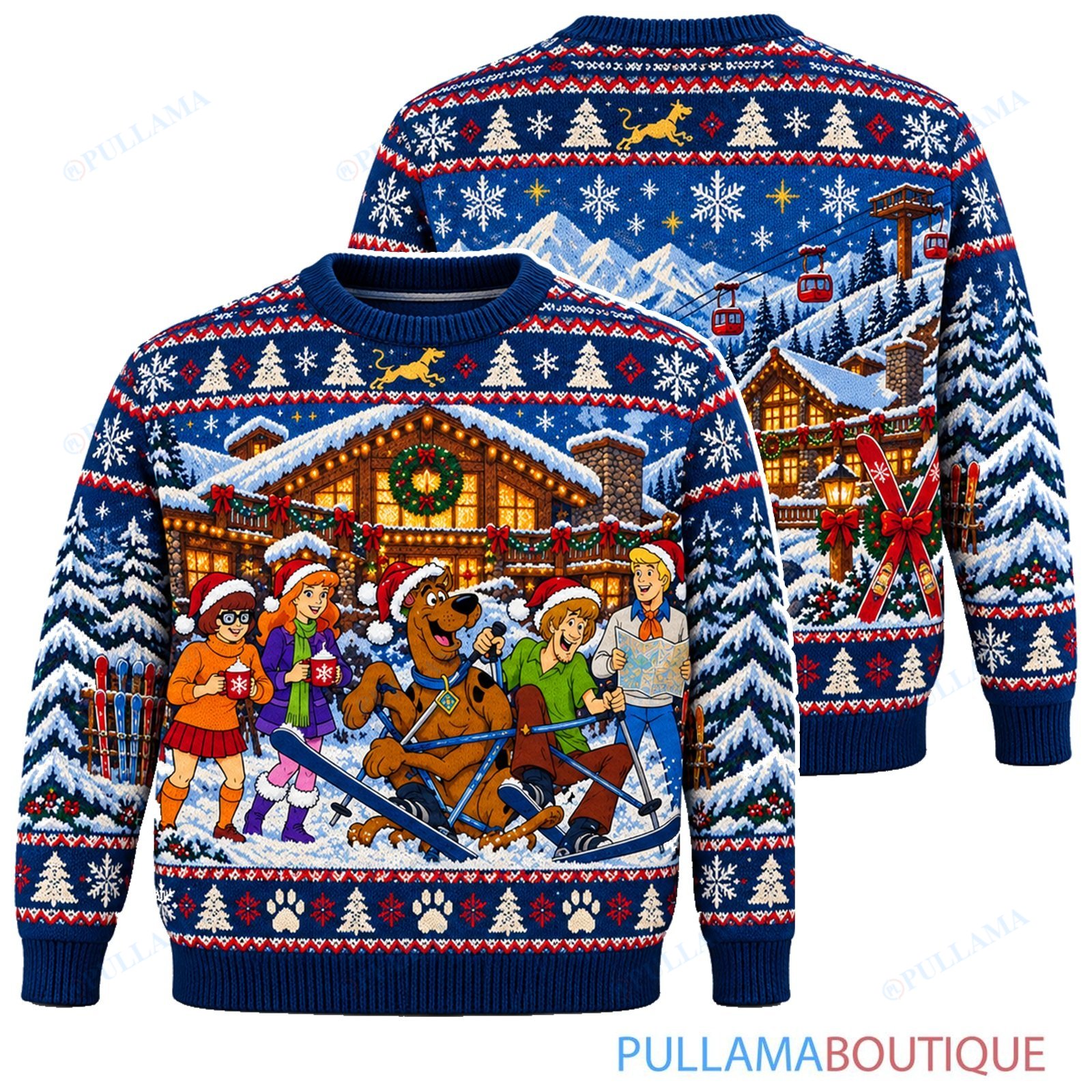 Scooby Doo Snowy Ski Lodge Mystery ugly christmas sweater