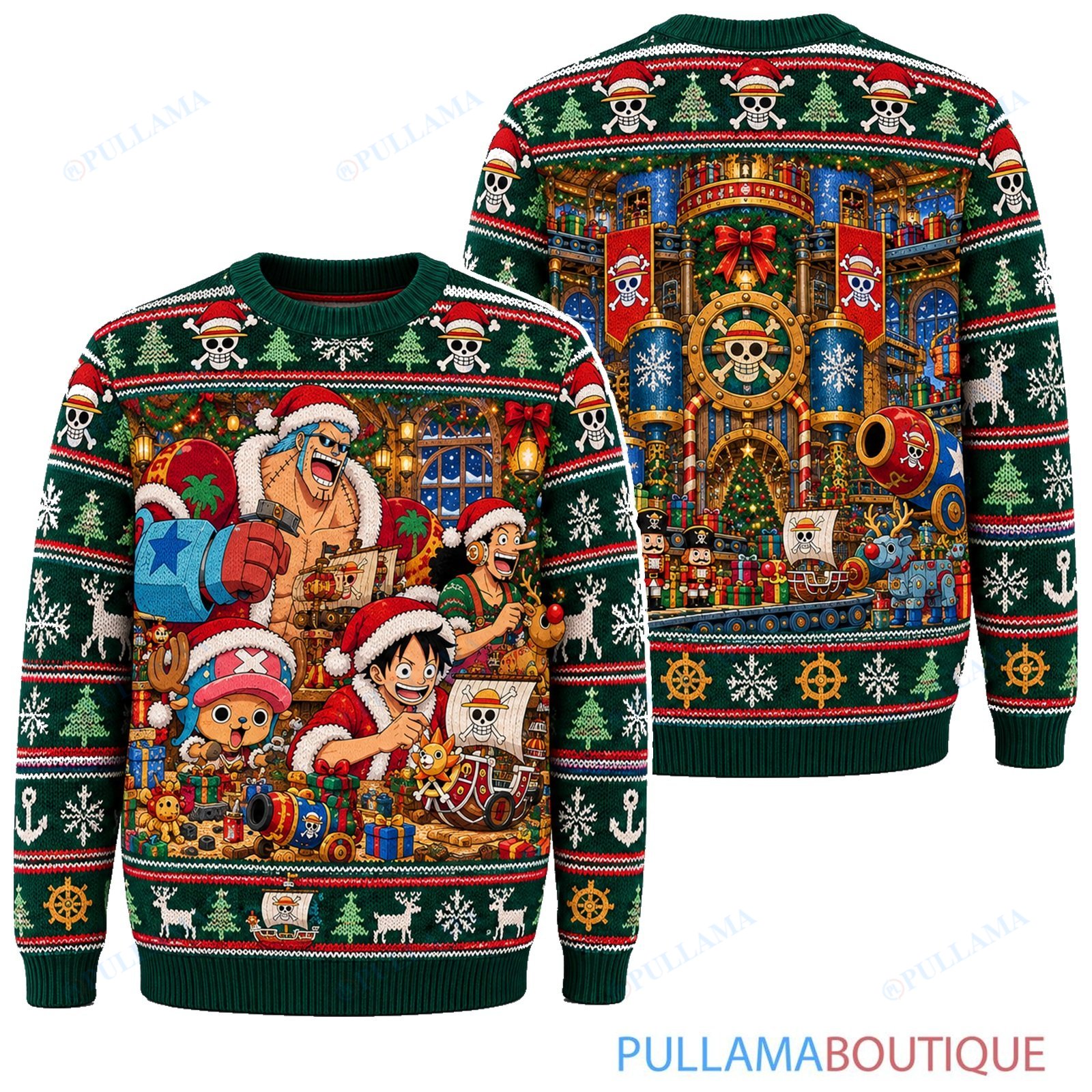 One Piece Franky Christmas Toy Workshop ugly christmas sweater
