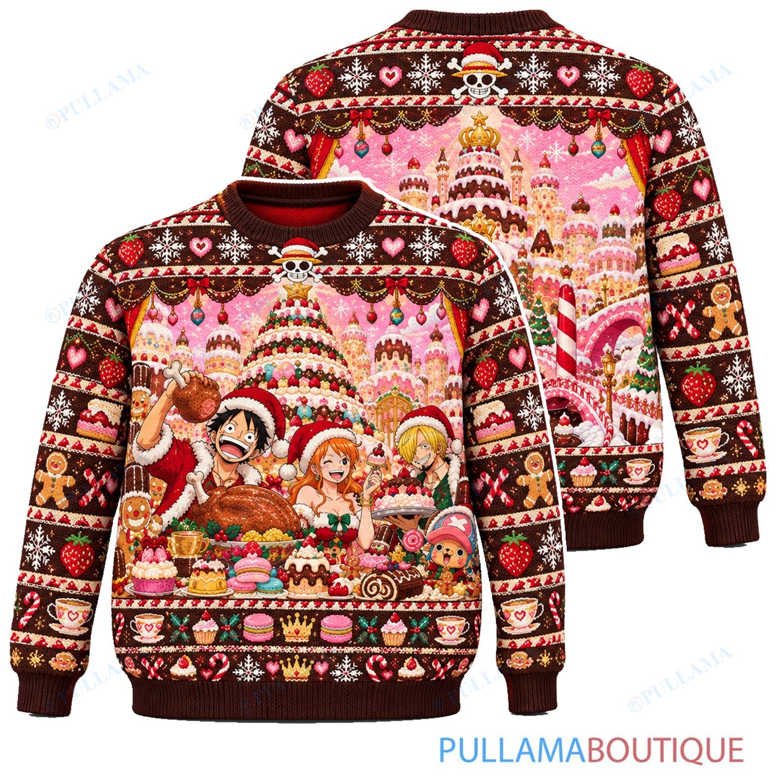One Piece Whole Cake Candy Palace ugly christmas sweater