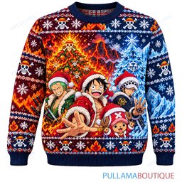 One Piece Punk Hazard Fire And Ice ugly christmas sweater