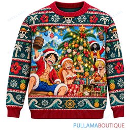 One Piece Tropical Christmas Sunny ugly christmas sweater