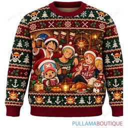 One Piece Cozy Cabin Sunny ugly christmas sweater