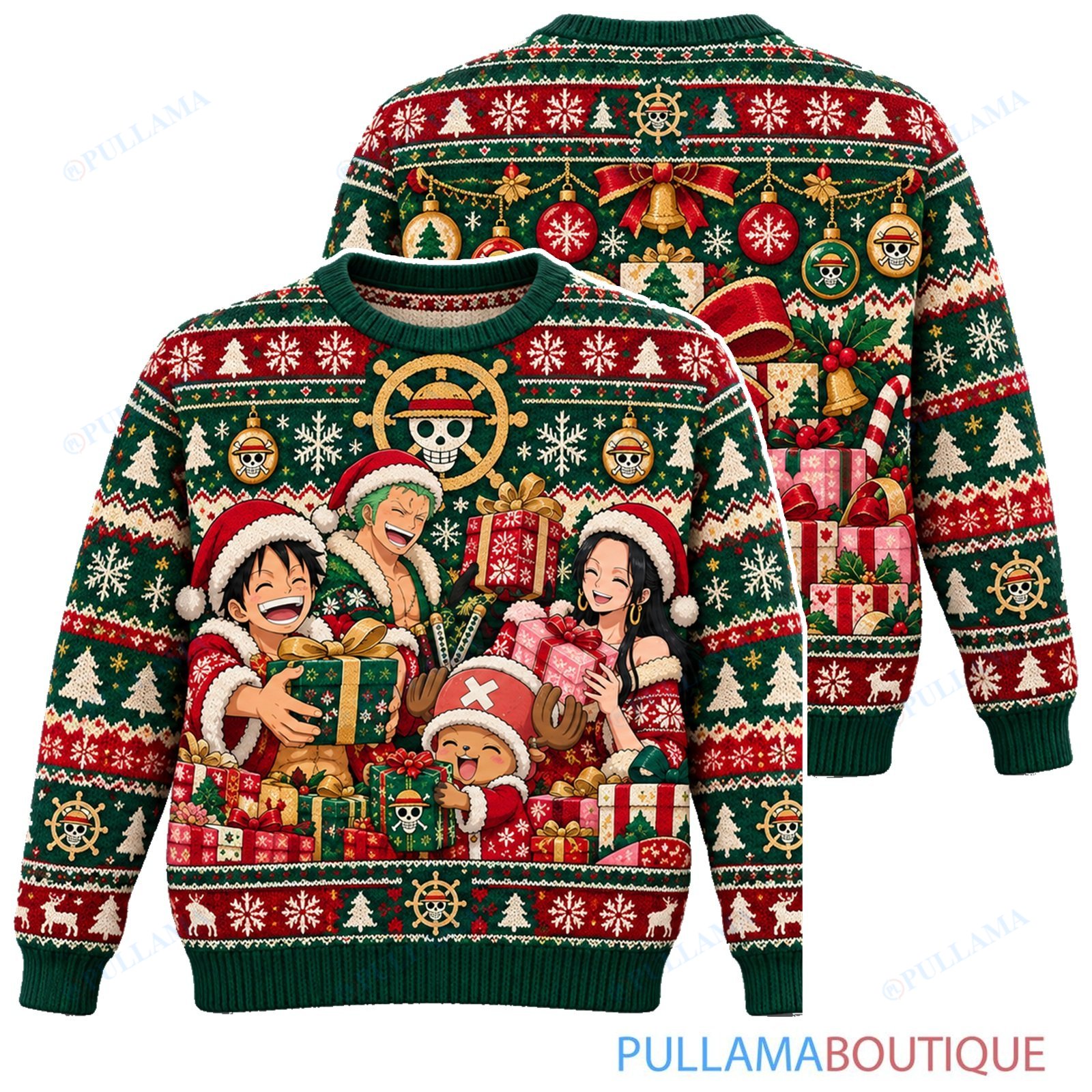 One Piece Pirate Gift Exchange ugly christmas sweater