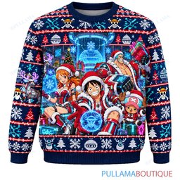 One Piece Egghead Cyber Christmas ugly christmas sweater