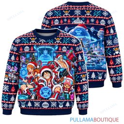 One Piece Egghead Cyber Christmas ugly christmas sweater