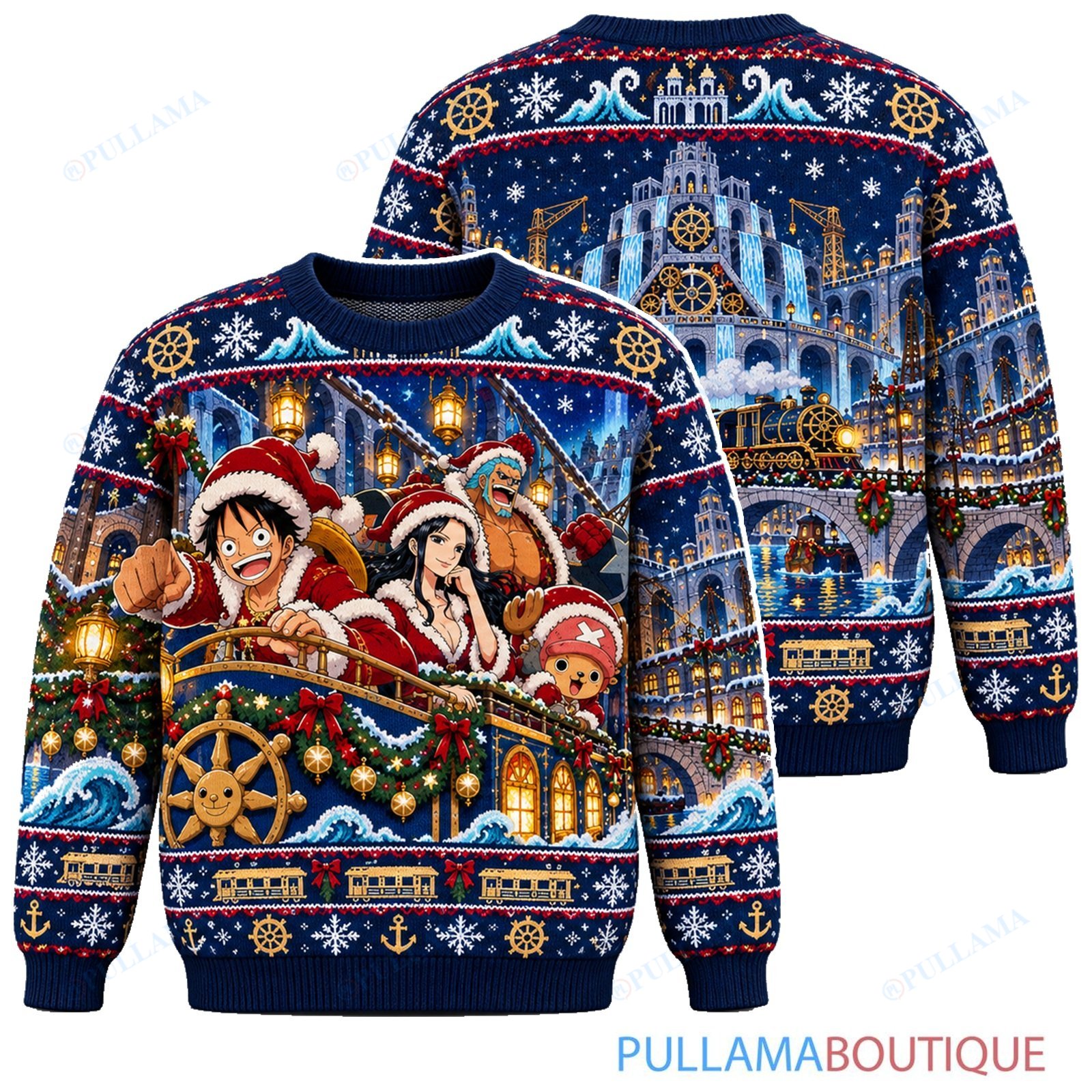 One Piece Water Seven Christmas Express ugly christmas sweater