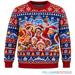 One Piece Marineford Snowfront Reunion ugly christmas sweater
