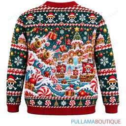 One Piece Candy Cane Pirate Carnival ugly christmas sweater
