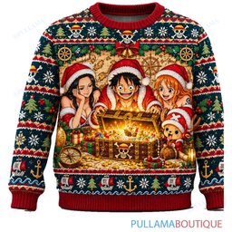 One Piece Grand Line Treasure Map Advent ugly christmas sweater