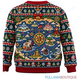 One Piece Grand Line Treasure Map Advent ugly christmas sweater