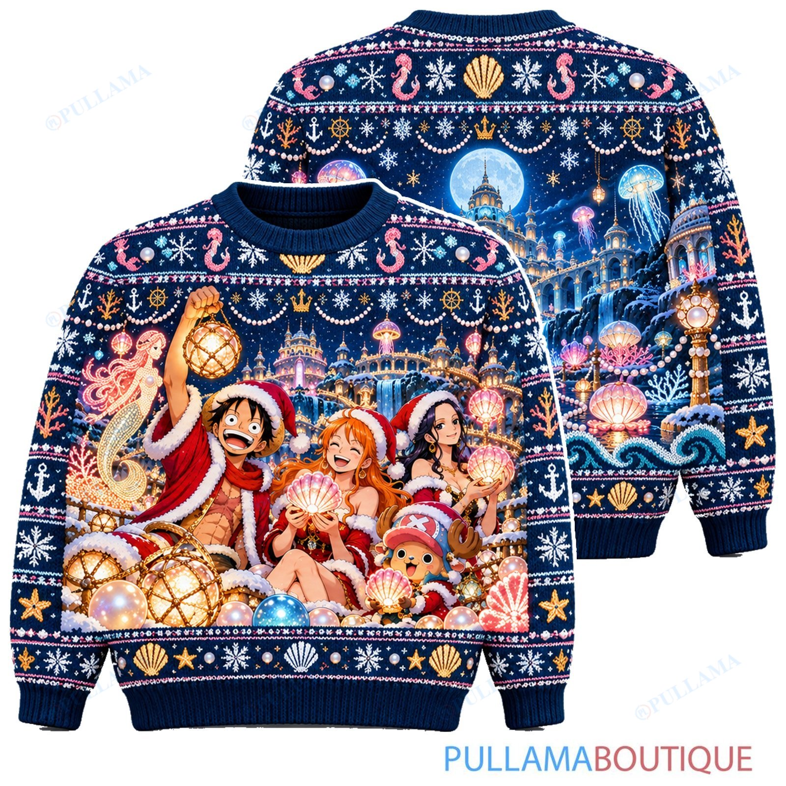 One Piece Mermaid Winter Lantern Festival ugly christmas sweater