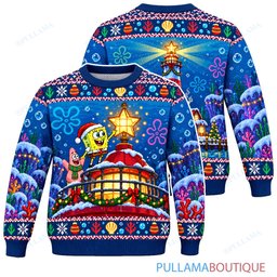 Spongebob Squarepants Christmas Lighthouse ugly christmas sweater
