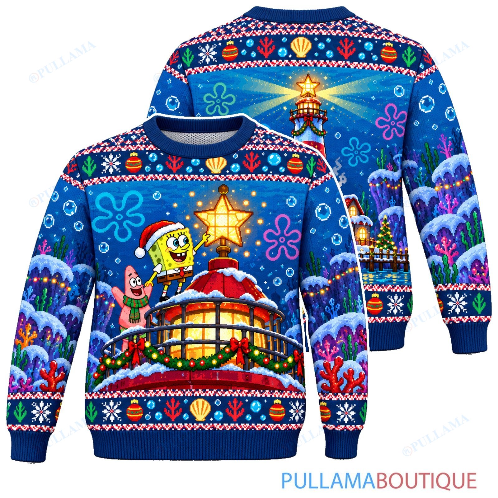 Spongebob Squarepants Christmas Lighthouse ugly christmas sweater