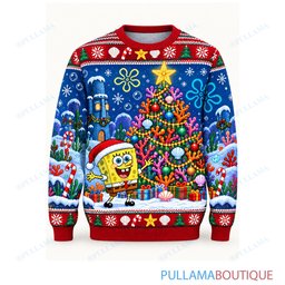 Spongebob Squarepants Grand Christmas Plaza ugly christmas sweater