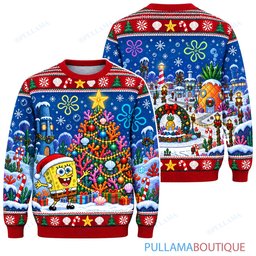 Spongebob Squarepants Grand Christmas Plaza ugly christmas sweater
