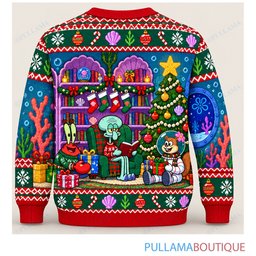 Spongebob Squarepants Holiday Library ugly christmas sweater