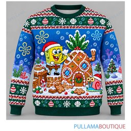 Spongebob Squarepants Gingerbread Village ugly christmas sweater