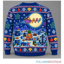 Spongebob Squarepants Seahorse Sleigh Ride ugly christmas sweater