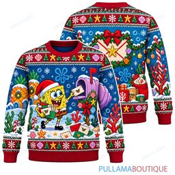 Spongebob Squarepants Holiday Mailbox ugly christmas sweater