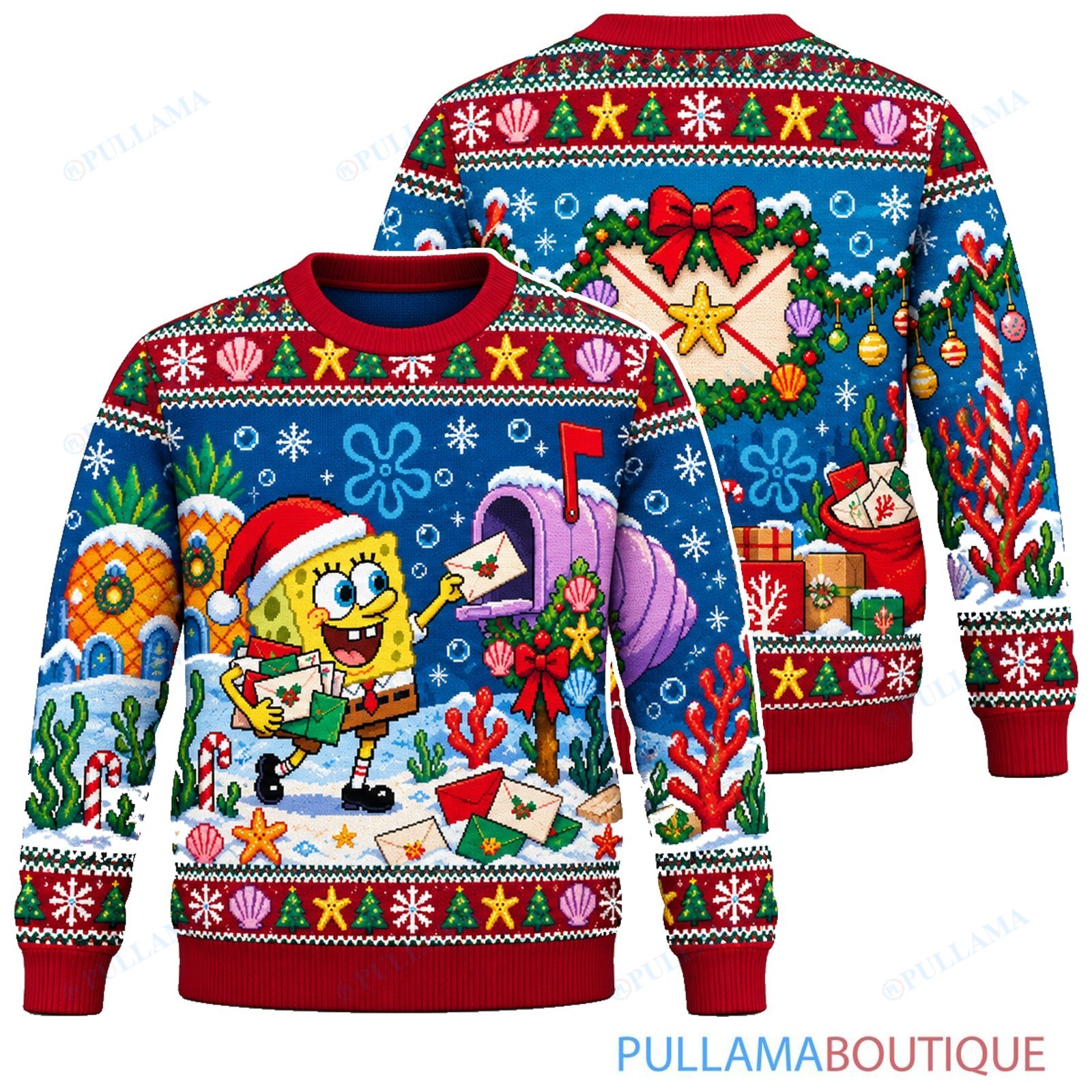 Spongebob Squarepants Holiday Mailbox ugly christmas sweater