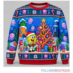 Spongebob Squarepants Coral Christmas Tree ugly christmas sweater