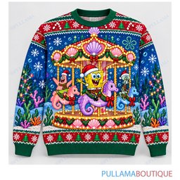 Spongebob Squarepants Holiday Carousel ugly christmas sweater