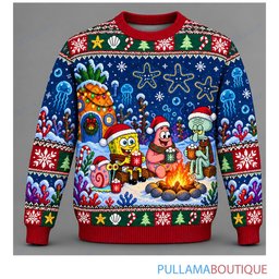 Spongebob Squarepants Cocoa Camp ugly christmas sweater