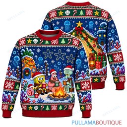Spongebob Squarepants Cocoa Camp ugly christmas sweater