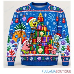 Spongebob Squarepants Present Tower ugly christmas sweater