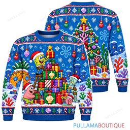 Spongebob Squarepants Present Tower ugly christmas sweater